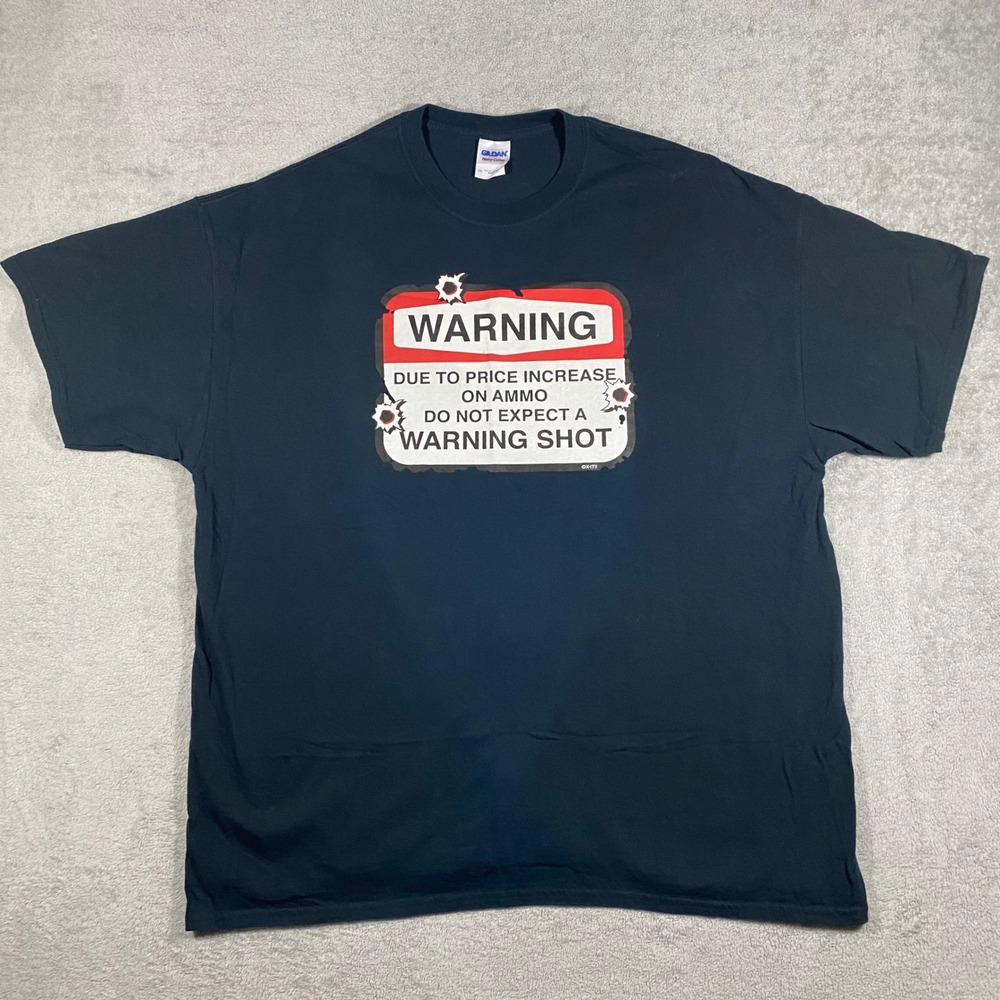 Graphic‎ T-Shirt Mens 2XL Navy Blue Warning Ammo Price Increase Shot Tee